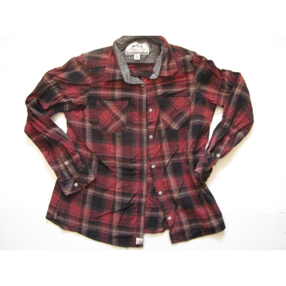 Legendary Whitetails Shirt Mens Large Red Black Plaid Flannel Button Up Outdoor